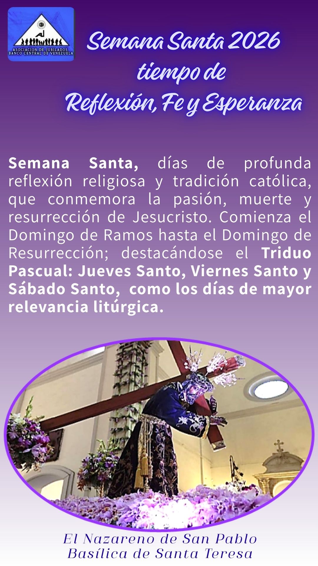 SEMANA SANTA DE REFLEXIÓN, EMPATÍA Y ESPERANZA